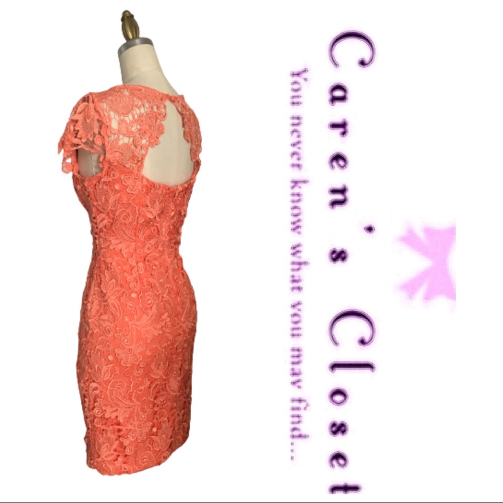 Vince Camuto  Peach Lace Party Cocktail Dress - Picture 5 of 9